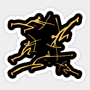 Golden Bowmen Minimalist Paleolithic Cave Art Bow Fight Sticker